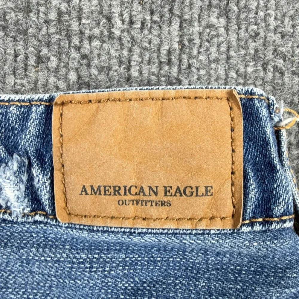 American Eagle Outfitters Skirt Womens 0 Blue Denim Distressed Mini Raw Hem